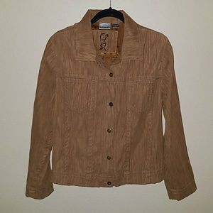 Chico's faux suede textured button up top blouse